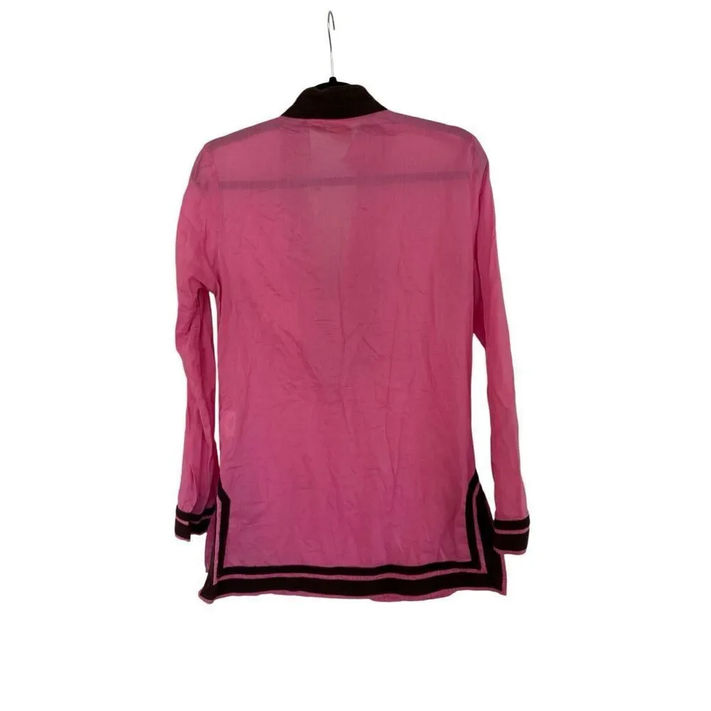 Tory Burch Womens Pink Long Sleeve Cotton Kaftan Tunic Cover-up Dress Size